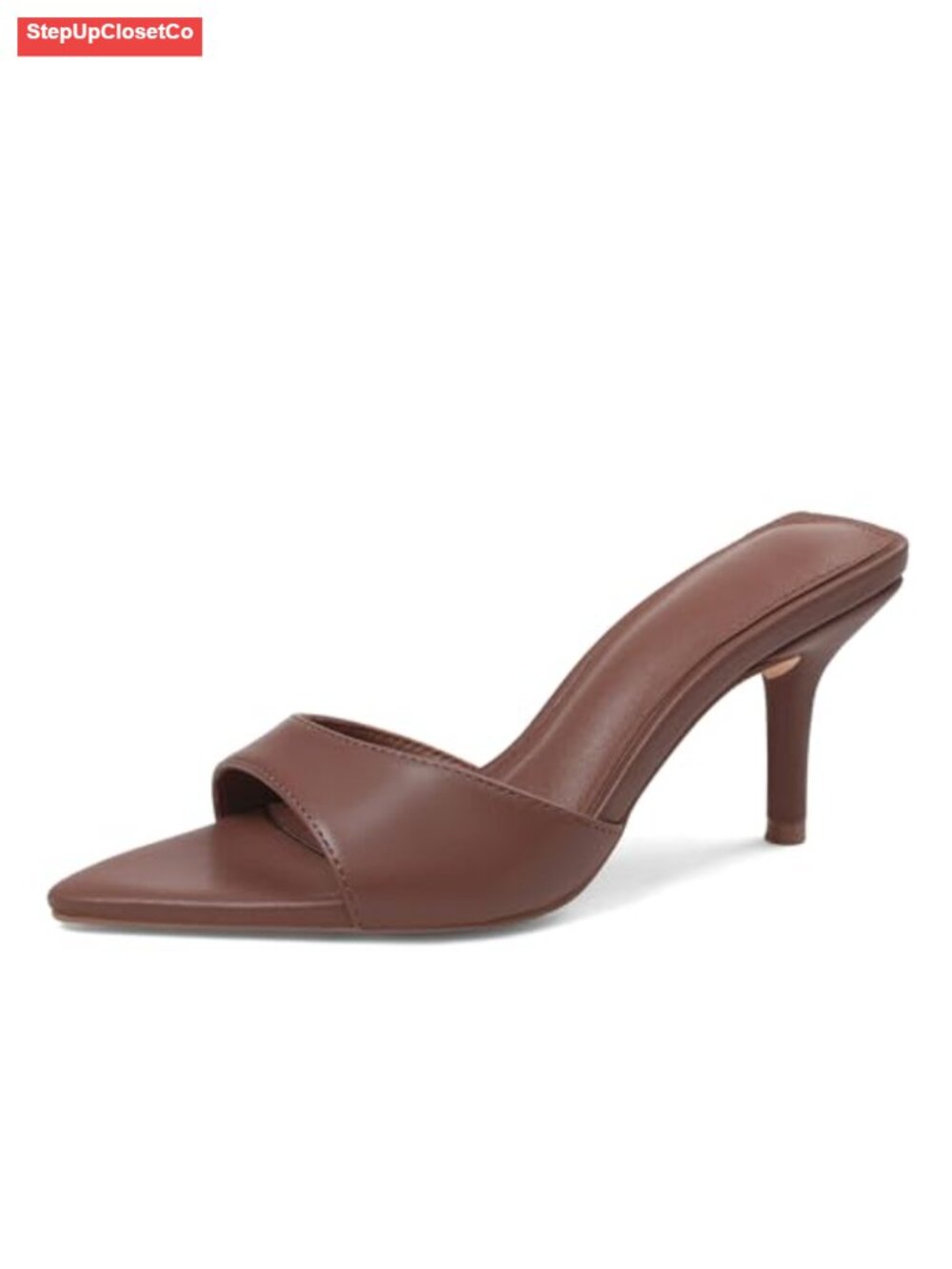 Women's Kitten Heel Mules Slip On Backless Stiletto Sandals Cushioned